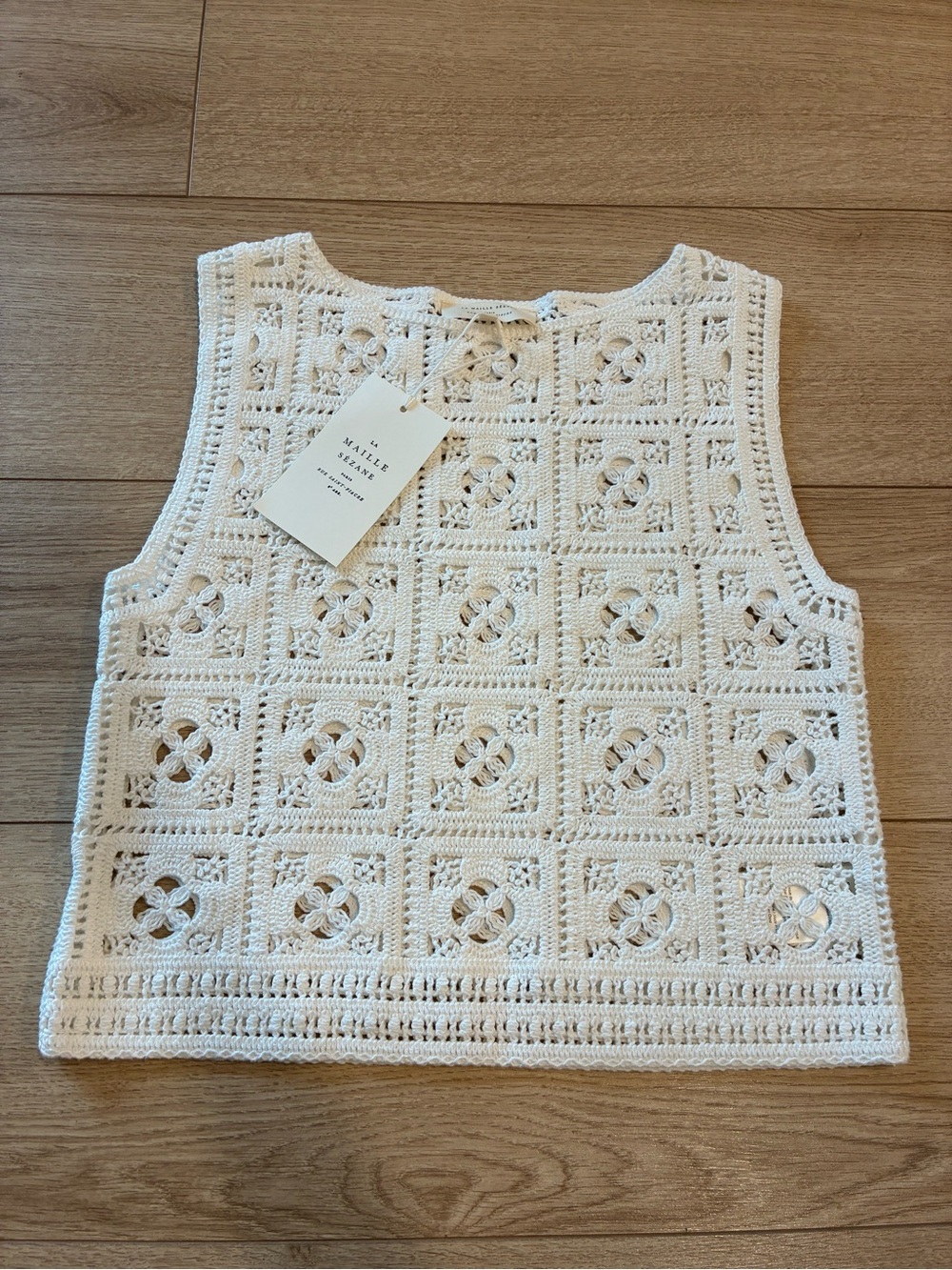 NWT Sezane Women’s Pull Lysiane Jumper Ecru Crochet Top Size XS - Picture 2 of 7